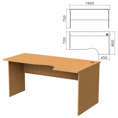 Стол письменный эргономичный "Монолит", 1600х900х750 мм, правый, цвет бук бавария, СМ6.1 фото