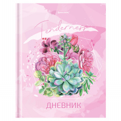 Дневник 5-11 класс 48л, твердый, BRAUBERG, глянцевая ламинация, с подсказом, Кактусы, 106628 фото