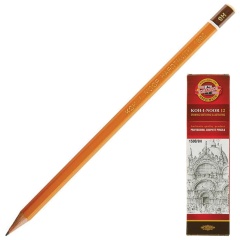 Карандаш чернографитный KOH-I-NOOR 1500, 1 шт., 9H, корпус желтый, заточенный, 150009H01170 фото