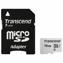 Карта памяти microSDHC 16 GB TRANSCEND UHS-I U1, 95 Мб/сек (class 10), адаптер, TS16GUSD300S-A фото