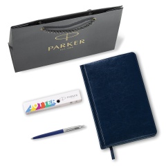 Ручка шариковая PARKER "Jotter Plastic CT", корпус синий, ежедневник А5 синий, пакет, 880896 фото