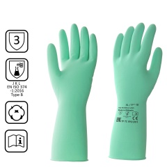 Перчатки латексные КЩС, прочные, хлопковое напыление, размер 9,5-10 XL, очень большой, зеленые, HQ Profiline, 73589 фото