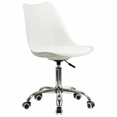 Кресло стул BRABIX "Eames MG-310 CH", хром, пластик белый, экокожа белая, 532923 фото