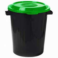 Контейнер 60 литров для мусора, БАК+КРЫШКА (высота 55 см, диаметр 48 см), ассорти, IDEA, М 2393/СЕРЫЙ фото