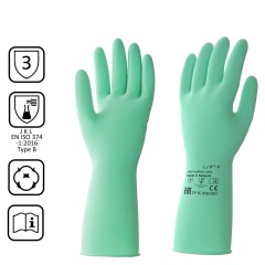Перчатки латексные КЩС, прочные, хлопковое напыление, размер 8,5-9 L, большой, зеленые, HQ Profiline, 73586 фото