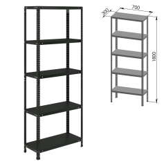 Стеллаж металлический BRABIX "ГРАФИТ MS KD-180/30/70-5", лофт, 1800х700х300 мм, 5 полок, 291267, S240BR123593 фото