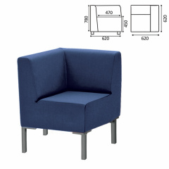 Кресло мягкое угловое "Хост" М-43, 620х620х780 мм, без подлокотников, экокожа, темно-синее фото