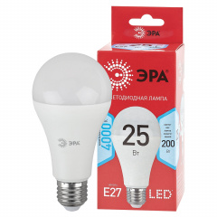 Лампа светодиодная ЭРА, 25(200)Вт, цоколь Е27, груша, нейтральный белый, 25000 ч, LED A65-25W-4000-E27, Б0048010 фото