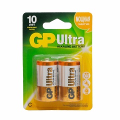 Батарейки GP Ultra, С (LR14, 14А), алкалиновые, КОМПЛЕКТ 2 шт, блистер, 14AU-2CR2 фото
