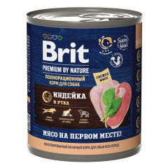 Brit Premium By Nature консервы с индейкой и уткой для взрослых собак всех пород, 850 гр фото