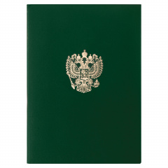 Папка адресная бумвинил с гербом России, формат А4, зеленая, индивидуальная упаковка, STAFF "Basic", 129581 фото