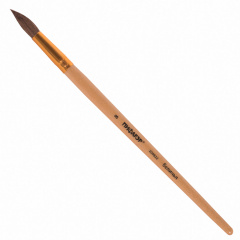 Кисть ПИФАГОР, БЕЛКА, круглая, № 8, деревянная лакированная ручка, с колпачком, пакет с подвесом, 200822 фото