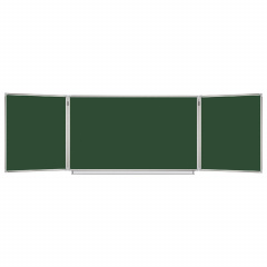 Доска для мела магнитная 3-х элементная 100х150/300 см, 5 рабочих поверхностей, зеленая, STAFF, 238009 фото