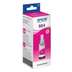 Чернила EPSON 664 (T6643) для СНПЧ Epson L100/L110/L200/L210/L300/L456/L550, пурпурные, ОРИГИНАЛЬНЫЕ, C13T66434A/398 фото