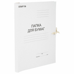 Папка для бумаг с завязками картонная STAFF, гарантированная плотность 220 г/м2, до 200 л., 126525 фото