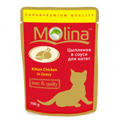 Влажный корм (пауч) для котят Molina Цыпленок в соусе фото
