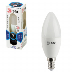 Лампа светодиодная ЭРА, 7 (60) Вт, цоколь E14, "свеча", холодный белый свет, 30000 ч., LED smdB35-7w-840-E14 фото