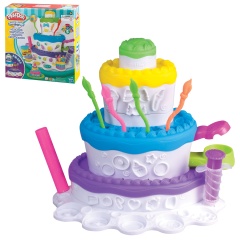 Набор для творчества PLAY-DOH Hasbro "Праздничный торт", пластилин 5 цветов + аксессуары, в коробке, A7401 фото