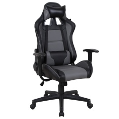 Кресло компьютерное BRABIX "GT Racer GM-100", две подушки, экокожа, черное/серое, 531926 фото