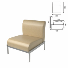 Кресло мягкое "Дилан" Д-22, 670х720х790 мм, без подлокотников, кожзам, бежевое фото