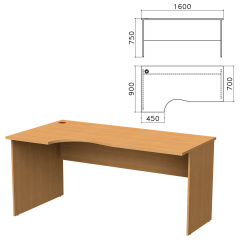 Стол письменный эргономичный "Монолит", 1600х900х750 мм, левый, цвет бук бавария, СМ7.1 фото