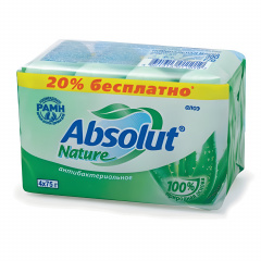 Мыло туалетное антибактериальное 300 г ABSOLUT (Абсолют) КОМПЛЕКТ 4 шт. х 75 г "Алоэ",без триклозана, 6065 фото