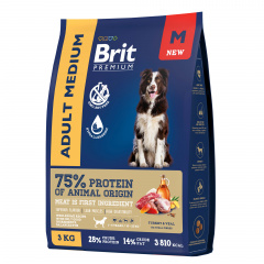 Brit Premium корм для взрослых собак средних пород с индейкой и телятиной 1кг фото