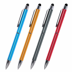 Ручка-стилус SONNEN для смартфонов/планшетов, СИНЯЯ, корпус ассорти, серебристые детали, линия письма 1 мм, 141587 фото
