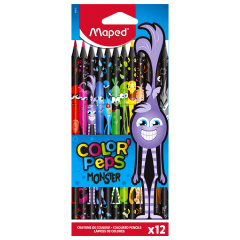 Карандаши цветные MAPED COLOR PEP'S Black Monster, набор 12 цветов, пластиковый корпус, 862612 фото