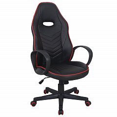 Кресло компьютерное BRABIX "Flame GM-004", экокожа, черное/красное, 532499 фото