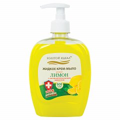 Мыло-крем жидкое 500 г ЗОЛОТОЙ ИДЕАЛ "Лимон", с антибактериальным эффектом, дозатор, 606786 фото