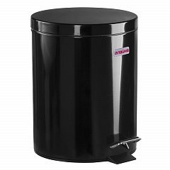 Ведро-контейнер для мусора (урна) с педалью LAIMA "Classic", 5 л, черное, глянцевое, металл, со съемным внутренним ведром, 604943 фото