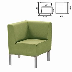 Кресло мягкое угловое "Хост" М-43, 620х620х780 мм, без подлокотников, экокожа, светло-зеленое фото