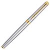 Ручка подарочная перьевая WATERMAN "Hemisphere Stainless Steel GT", серебристый корпус, позолоченные детали, синяя, S0920310