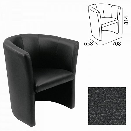 Кресло "Club", 814х708х658 мм, c подлокотниками, кожзам, черное фото