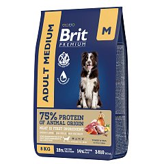 Brit Premium корм для взрослых собак средних пород с индейкой и телятиной 8кг фото