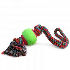 Игрушка для собак "Верёвка с петлей, 2 узла и мяч", d65/450мм, Triol фото