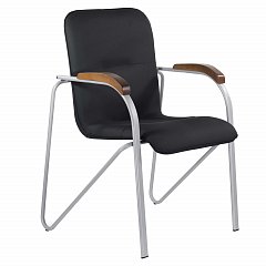 Кресло для приемных и переговорных BRABIX "Samba CF-104", серый, орех (D-8), к/з черный, собрано, 532759 фото