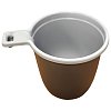 Чашка одноразовая для чая и кофе 200 мл, КОМПЛЕКТ 50 шт., пластик, бело-коричневые, 607601