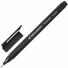 Ручка капиллярная (линер) BRAUBERG "Carbon", ЧЕРНАЯ, металлический наконечник, трехгранная, линия письма 0,4 мм, 141523 фото
