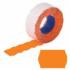 Этикет-лента 22х12 мм, волна, оранжевая, комплект 5 рулонов по 800 шт., BRAUBERG, 123574 фото