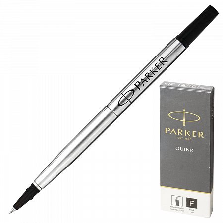 Стержень для ручки-роллера PARKER "Quink RB", металлический 116 мм, линия письма 0,5 мм, черный, 1950277 фото