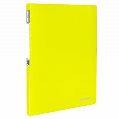Папка 20 вкладышей BRAUBERG "Neon", 16 мм, неоновая желтая, 700 мкм, 227449 фото