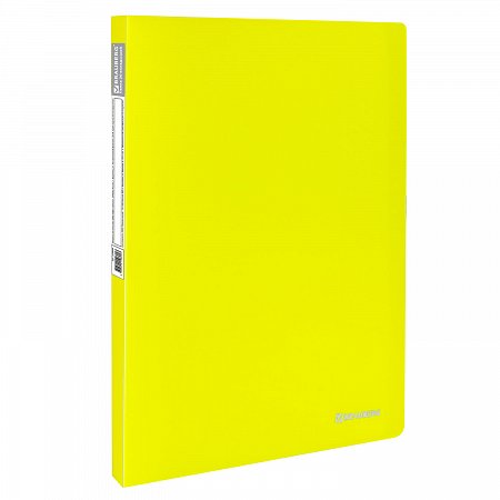 Папка 20 вкладышей BRAUBERG "Neon", 16 мм, неоновая желтая, 700 мкм, 227449 фото