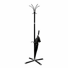 Вешалка-стойка "Классикс-ТМ3", 1,86 м, крестовина 70х70 см, 5 крючков + место для зонтов, металл, черная, Классик-ТМ3,чер фото