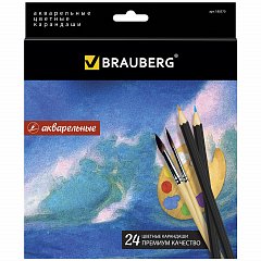 Карандаши цветные акварельные BRAUBERG "Artist line", 24 цвета, заточенные, высшее качество, 180570 фото