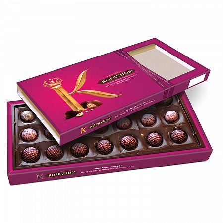 Конфеты шоколадные А.КОРКУНОВ, ассорти, из темного и молочного шоколада, 192 г, картонная коробка, 10155600 фото