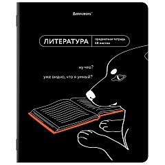 Тетрадь предметная МЕМЫ 48л, TWIN лак, ЛИТЕРАТУРА, линия, подсказ, BRAUBERG, 405104 фото