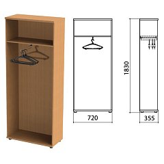 Шкаф (каркас) для одежды "Эко", 720х355х1830 мм, бук бавария, 402897, 402897-550 фото