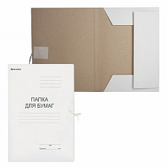 Папка для бумаг с завязками картонная BRAUBERG, гарантированная плотность 280 г/м2, до 200 л., 122292 фото